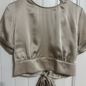 Elegant Champagne Satin Women's Top